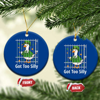Funny Got Too Silly St Patricks Day Ceramic Ornament Goose Pun Humor Animal Lovers Shamrock