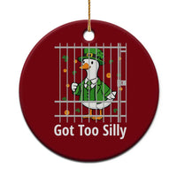 Funny Got Too Silly St Patricks Day Ceramic Ornament Goose Pun Humor Animal Lovers Shamrock