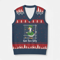 Funny Got Too Silly St Patricks Day V-Neck Knit Sweater Vest Goose Pun Humor Animal Lovers Shamrock