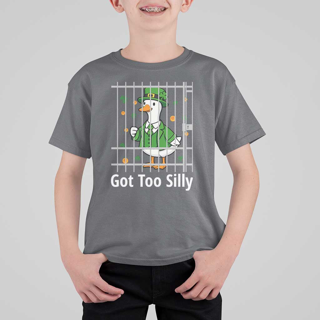 Funny Got Too Silly St Patricks Day T Shirt For Kid Goose Pun Humor Animal Lovers Shamrock