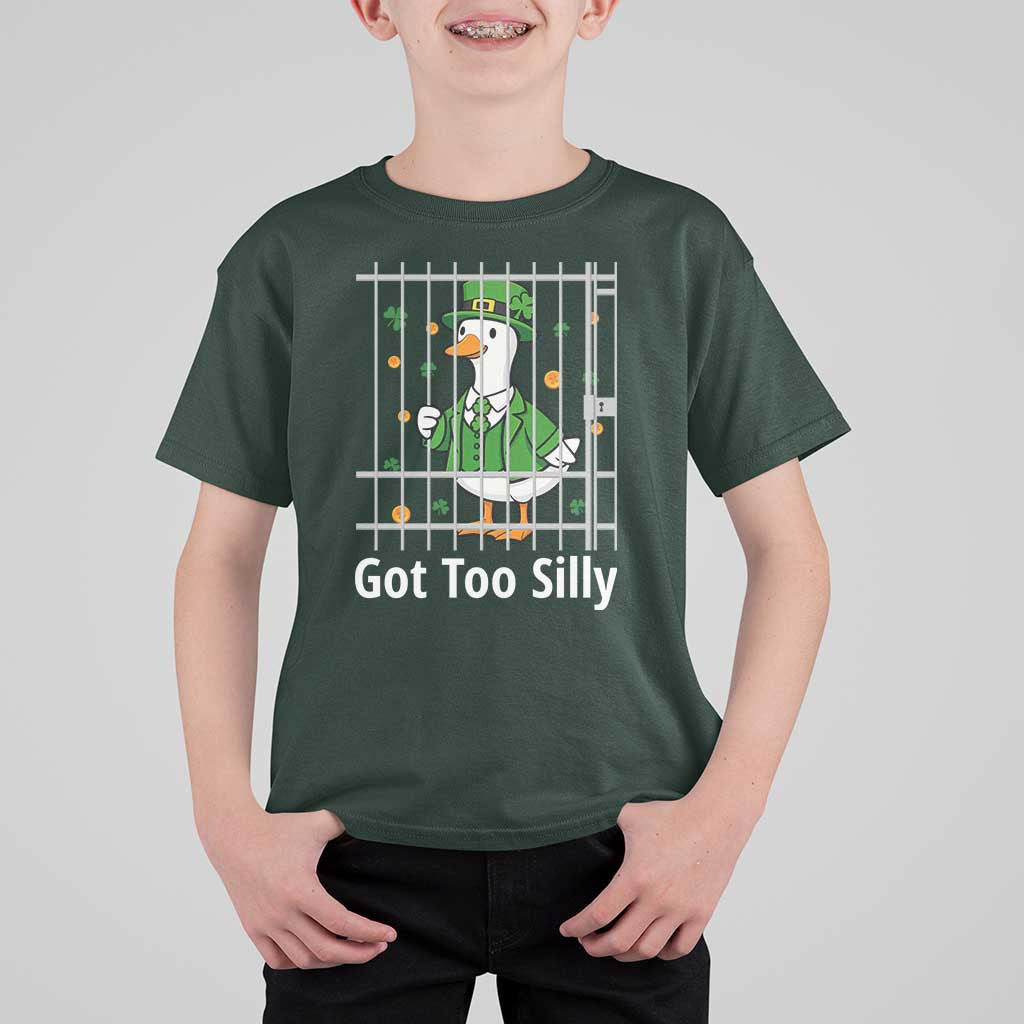 Funny Got Too Silly St Patricks Day T Shirt For Kid Goose Pun Humor Animal Lovers Shamrock