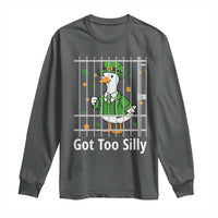 Funny Got Too Silly St Patricks Day Long Sleeve Shirt Goose Pun Humor Animal Lovers Shamrock