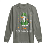 Funny Got Too Silly St Patricks Day Long Sleeve Shirt Goose Pun Humor Animal Lovers Shamrock