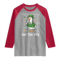 Funny Got Too Silly St Patricks Day Raglan Shirt Goose Pun Humor Animal Lovers Shamrock