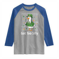 Funny Got Too Silly St Patricks Day Raglan Shirt Goose Pun Humor Animal Lovers Shamrock