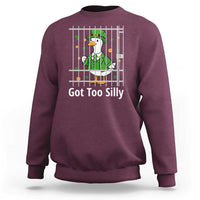Funny Got Too Silly St Patricks Day Sweatshirt Goose Pun Humor Animal Lovers Shamrock