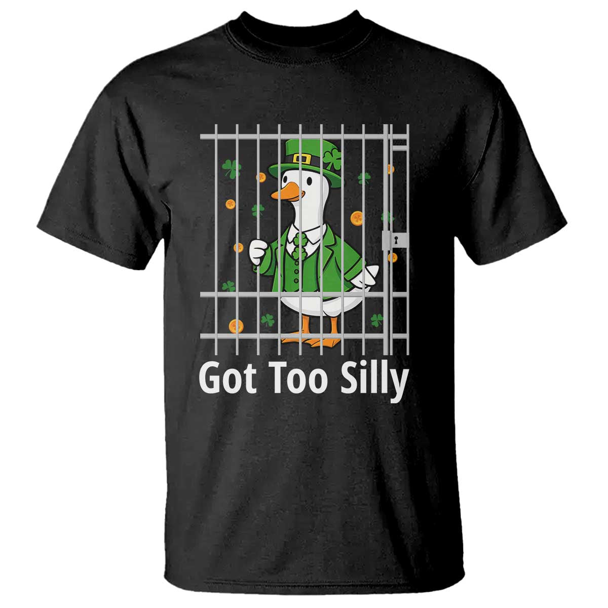 Funny Got Too Silly St Patricks Day T Shirt Goose Pun Humor Animal Lovers Shamrock