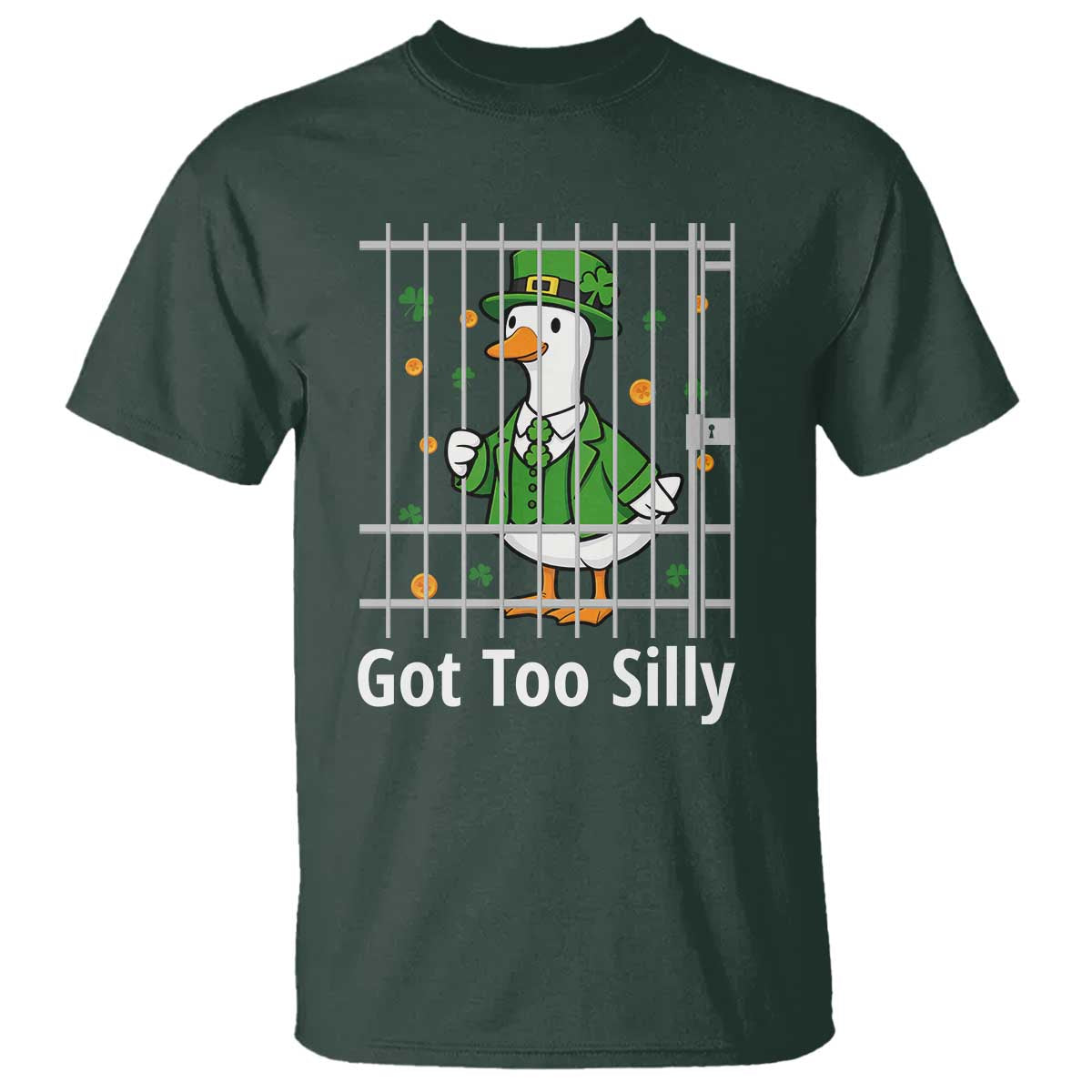 Funny Got Too Silly St Patricks Day T Shirt Goose Pun Humor Animal Lovers Shamrock