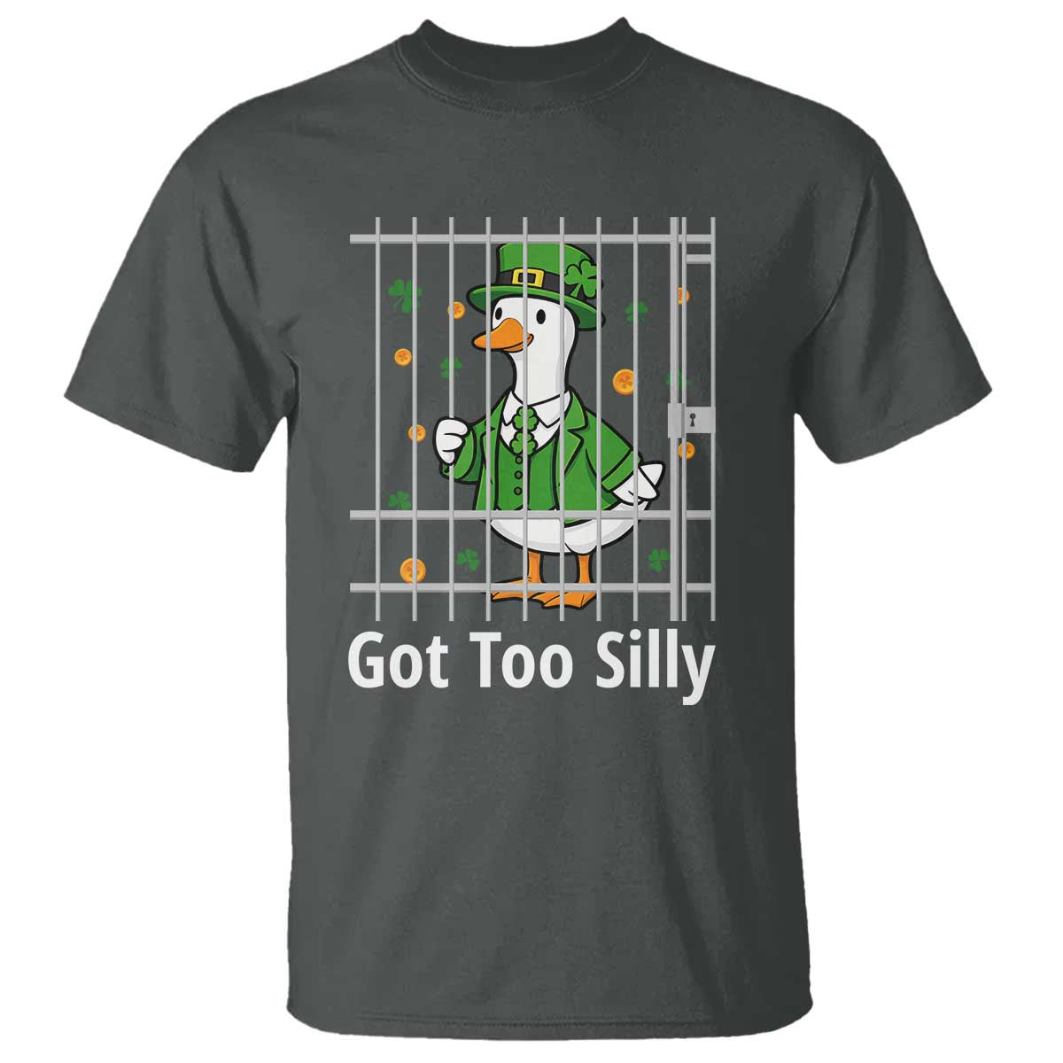Funny Got Too Silly St Patricks Day T Shirt Goose Pun Humor Animal Lovers Shamrock