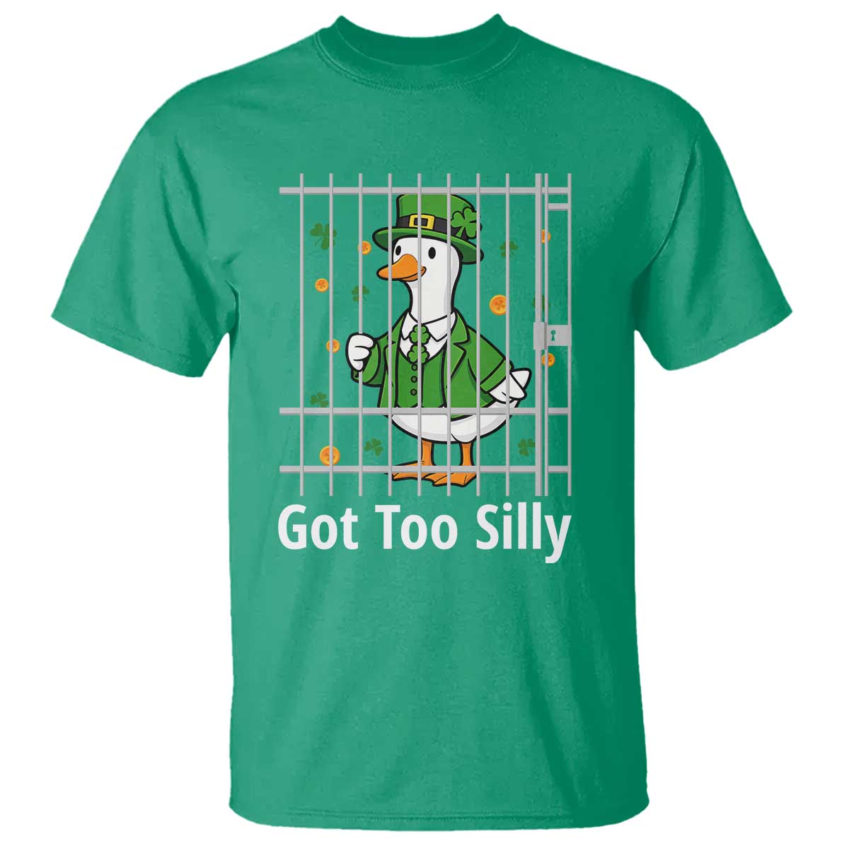 Funny Got Too Silly St Patricks Day T Shirt Goose Pun Humor Animal Lovers Shamrock