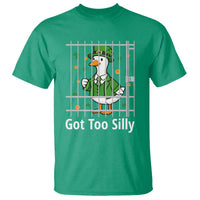 Funny Got Too Silly St Patricks Day T Shirt Goose Pun Humor Animal Lovers Shamrock