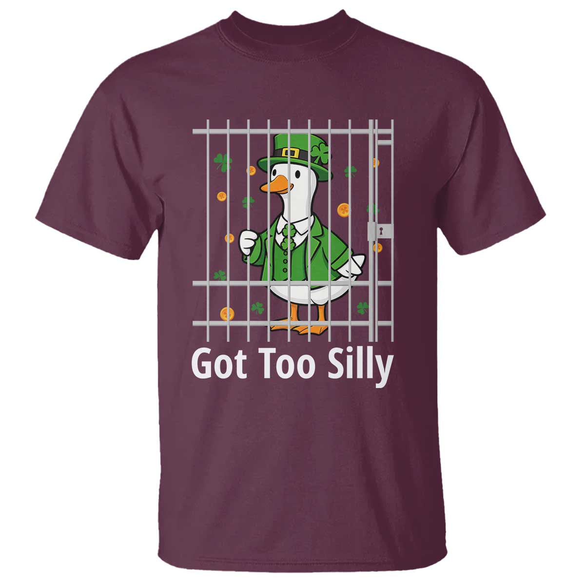 Funny Got Too Silly St Patricks Day T Shirt Goose Pun Humor Animal Lovers Shamrock