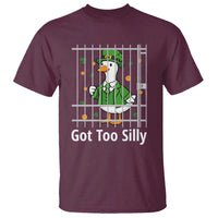 Funny Got Too Silly St Patricks Day T Shirt Goose Pun Humor Animal Lovers Shamrock