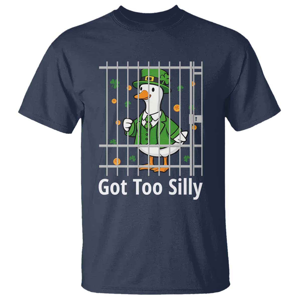 Funny Got Too Silly St Patricks Day T Shirt Goose Pun Humor Animal Lovers Shamrock
