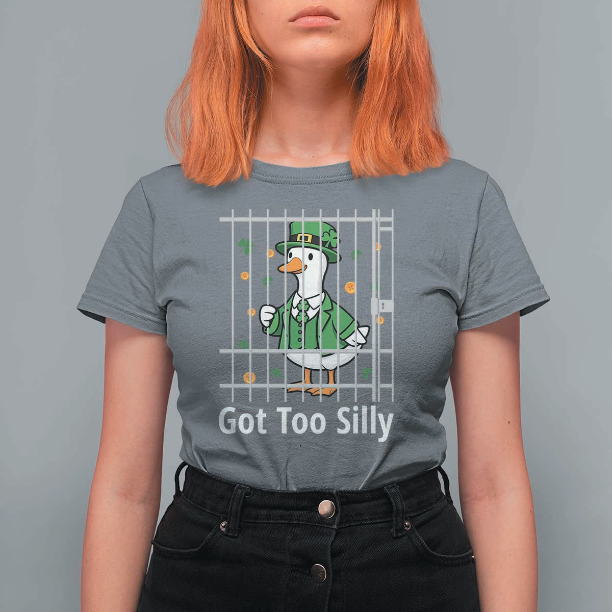 Funny Got Too Silly St Patricks Day T Shirt For Women Goose Pun Humor Animal Lovers Shamrock