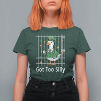 Funny Got Too Silly St Patricks Day T Shirt For Women Goose Pun Humor Animal Lovers Shamrock