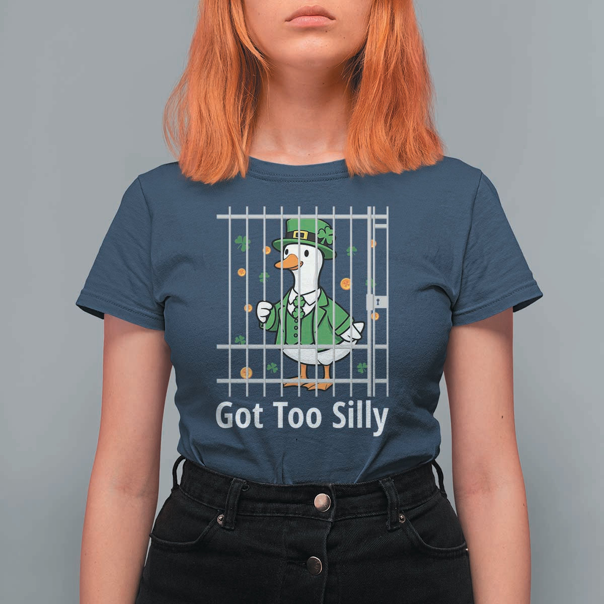 Funny Got Too Silly St Patricks Day T Shirt For Women Goose Pun Humor Animal Lovers Shamrock