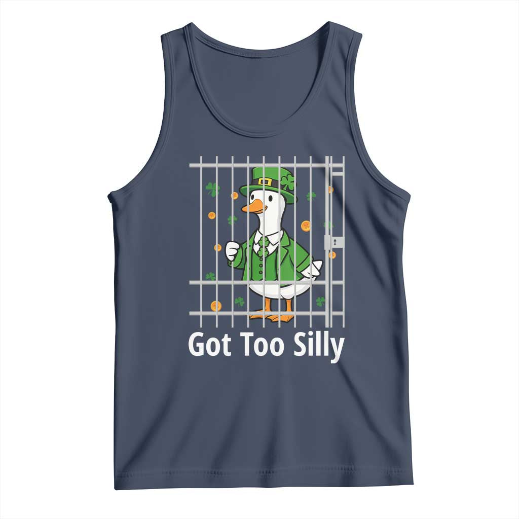 Funny Got Too Silly St Patricks Day Tank Top Goose Pun Humor Animal Lovers Shamrock
