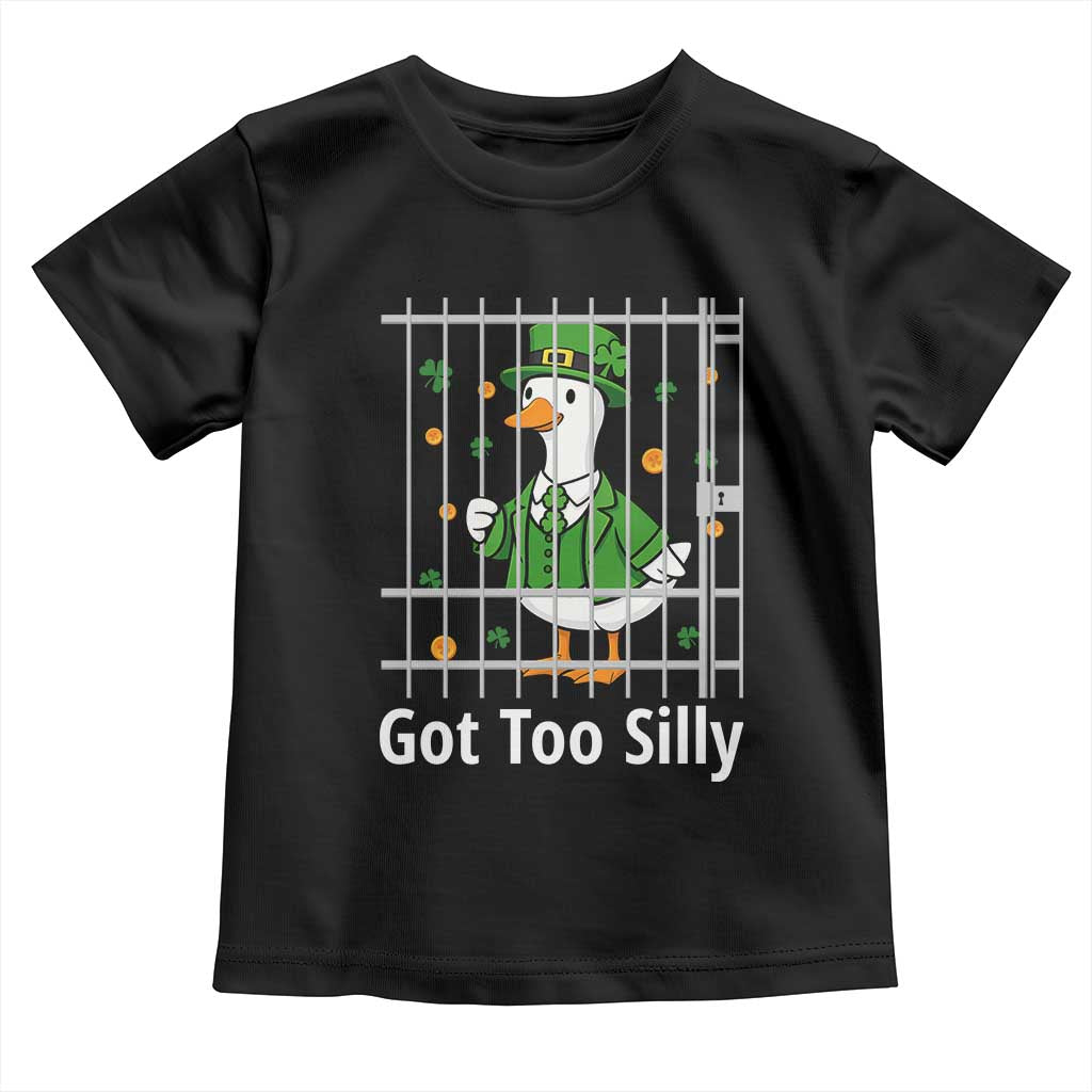 Funny Got Too Silly St Patricks Day Toddler T Shirt Goose Pun Humor Animal Lovers Shamrock