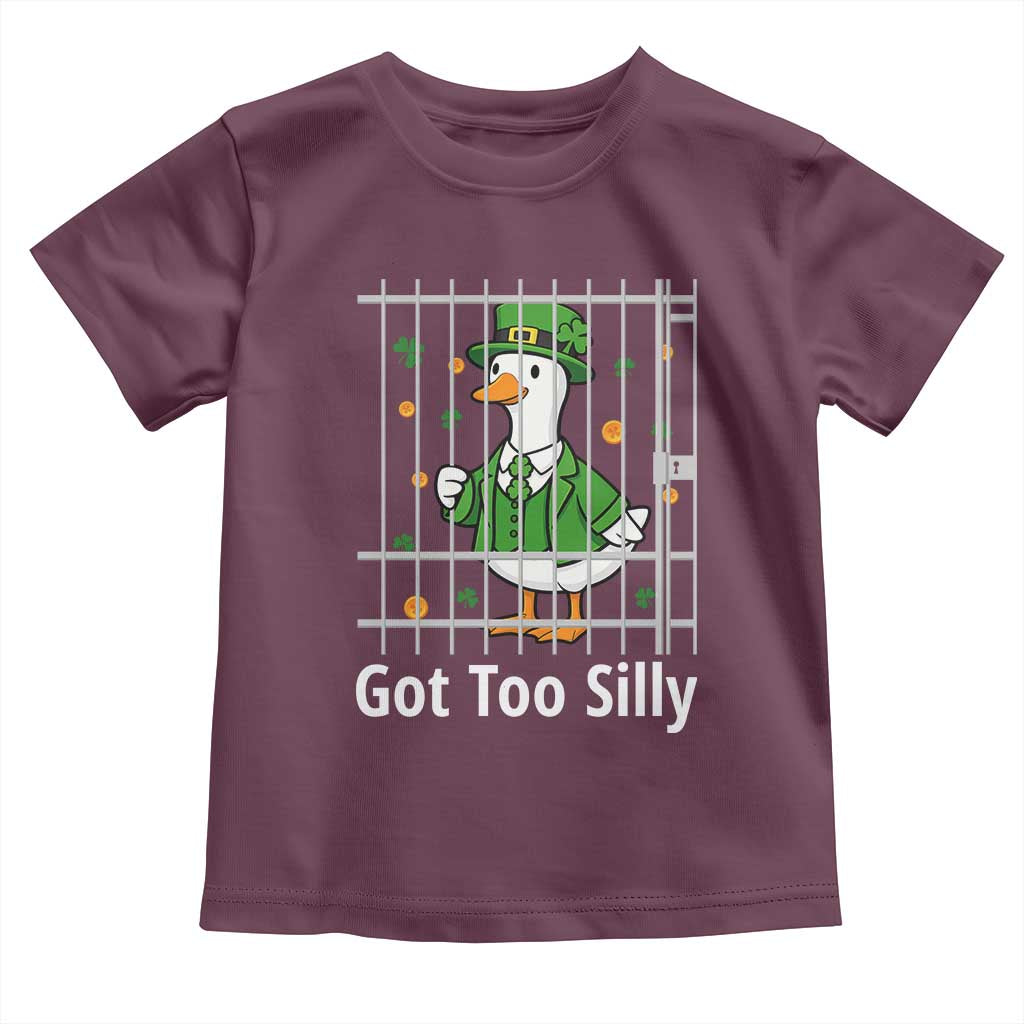 Funny Got Too Silly St Patricks Day Toddler T Shirt Goose Pun Humor Animal Lovers Shamrock