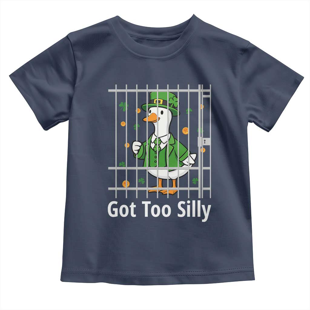 Funny Got Too Silly St Patricks Day Toddler T Shirt Goose Pun Humor Animal Lovers Shamrock