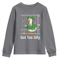 Funny Got Too Silly St Patricks Day Youth Sweatshirt Goose Pun Humor Animal Lovers Shamrock
