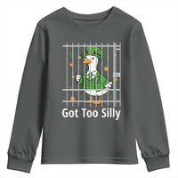 Funny Got Too Silly St Patricks Day Youth Sweatshirt Goose Pun Humor Animal Lovers Shamrock