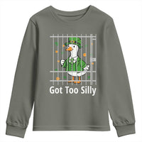 Funny Got Too Silly St Patricks Day Youth Sweatshirt Goose Pun Humor Animal Lovers Shamrock