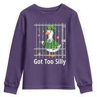 Funny Got Too Silly St Patricks Day Youth Sweatshirt Goose Pun Humor Animal Lovers Shamrock