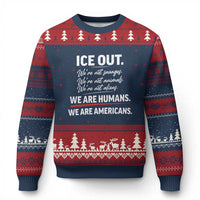 Ice Out We Are Humans We Are Americans Ugly Christmas Sweater Abolish Ice Protest Statement