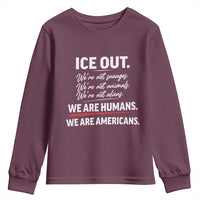 Ice Out We Are Humans We Are Americans Youth Sweatshirt Abolish Ice Protest Statement