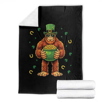 Funny St Patricks Day Bigfoot Lucky Pot Gold Sunglasses Sasquatch Throw Blanket