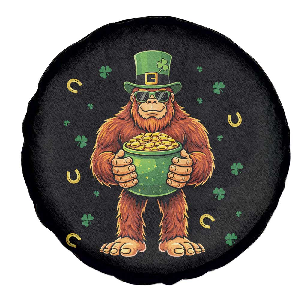 Funny St Patricks Day Bigfoot Lucky Pot Gold Sunglasses Sasquatch Spare Tire Cover