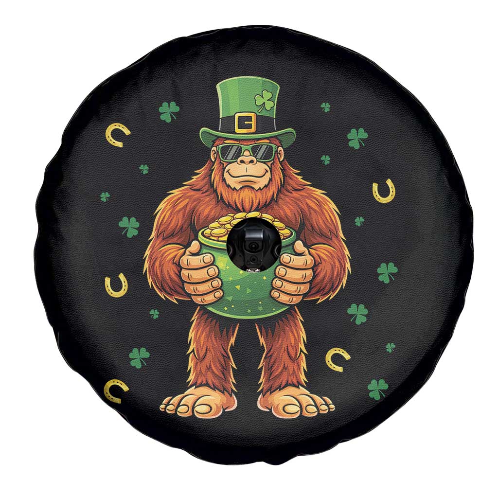 Funny St Patricks Day Bigfoot Lucky Pot Gold Sunglasses Sasquatch Spare Tire Cover