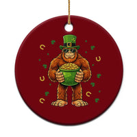Funny St Patricks Day Bigfoot Lucky Pot Gold Sunglasses Sasquatch Ceramic Ornament