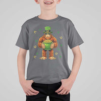 Funny St Patricks Day Bigfoot Lucky Pot Gold Sunglasses Sasquatch T Shirt For Kid