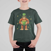 Funny St Patricks Day Bigfoot Lucky Pot Gold Sunglasses Sasquatch T Shirt For Kid