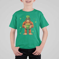 Funny St Patricks Day Bigfoot Lucky Pot Gold Sunglasses Sasquatch T Shirt For Kid