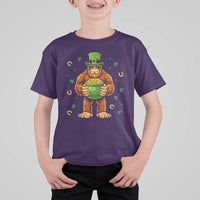 Funny St Patricks Day Bigfoot Lucky Pot Gold Sunglasses Sasquatch T Shirt For Kid