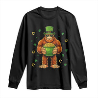 Funny St Patricks Day Bigfoot Lucky Pot Gold Sunglasses Sasquatch Long Sleeve Shirt