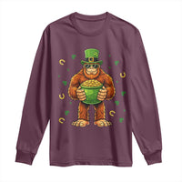 Funny St Patricks Day Bigfoot Lucky Pot Gold Sunglasses Sasquatch Long Sleeve Shirt