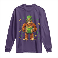 Funny St Patricks Day Bigfoot Lucky Pot Gold Sunglasses Sasquatch Long Sleeve Shirt