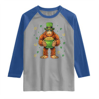 Funny St Patricks Day Bigfoot Lucky Pot Gold Sunglasses Sasquatch Raglan Shirt