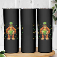 Funny St Patricks Day Bigfoot Lucky Pot Gold Sunglasses Sasquatch Skinny Tumbler