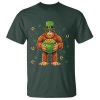Funny St Patricks Day Bigfoot Lucky Pot Gold Sunglasses Sasquatch T Shirt