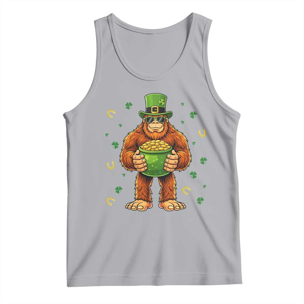 Funny St Patricks Day Bigfoot Lucky Pot Gold Sunglasses Sasquatch Tank Top