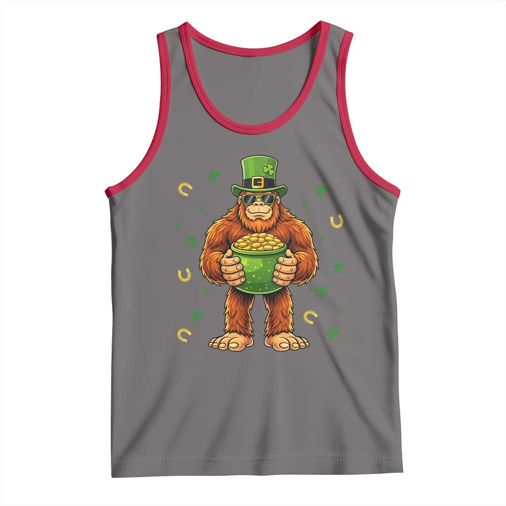 Funny St Patricks Day Bigfoot Lucky Pot Gold Sunglasses Sasquatch Tank Top