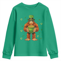 Funny St Patricks Day Bigfoot Lucky Pot Gold Sunglasses Sasquatch Youth Sweatshirt