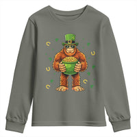 Funny St Patricks Day Bigfoot Lucky Pot Gold Sunglasses Sasquatch Youth Sweatshirt