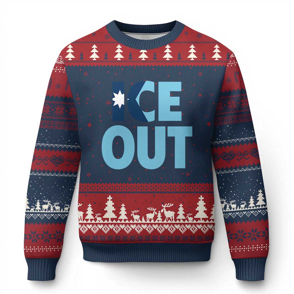 Minnesota Ice Out Ugly Christmas Sweater MN State Anti Ice Movement Protest Statement